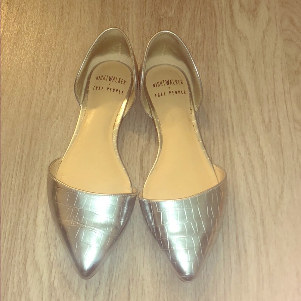 Free People x Nightwalker Silver Ballet Flats